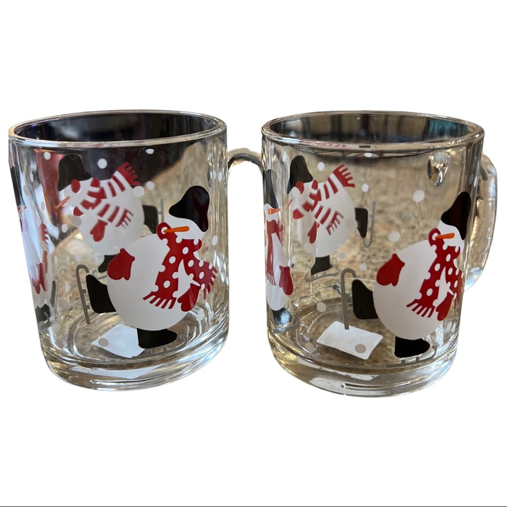 Set of 2 Crate & Barrel Clear Glass Mugs